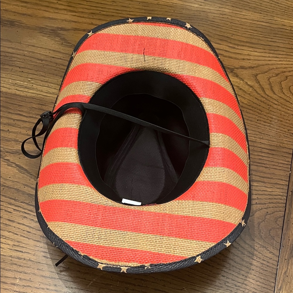Red and Tan Star Pattern Cowboy Hat - Picture 9 of 12